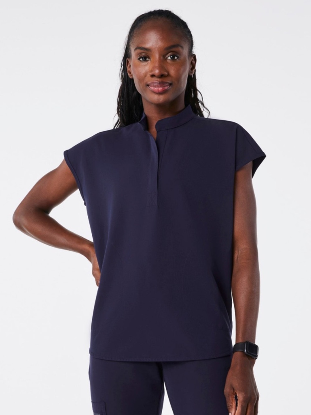 Figs Navy Rafaela Oversized Scrub Top size small